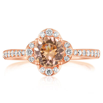 14K Rose Gold Lotus Garnet/Diamond Ring 14K Rose Gold Lotus Garnet/Diamond Ring