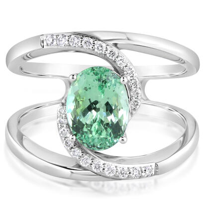 14K White Gold Mint Garnet/Diamond Ring 14K White Gold Mint Garnet/Diamond Ring