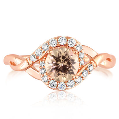 14K Rose Gold Lotus Garnet/Diamond Ring 14K Rose Gold Lotus Garnet/Diamond Ring