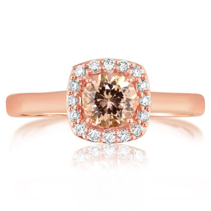 14K Rose Gold Lotus Garnet/Diamond Ring 14K Rose Gold Lotus Garnet/Diamond Ring