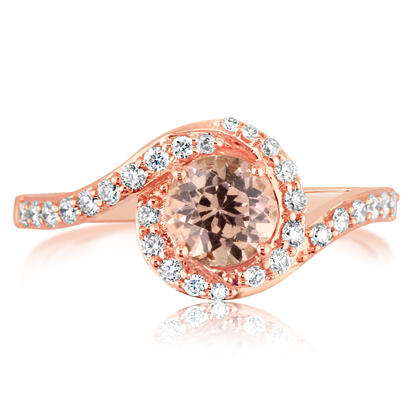 14K Rose Gold Lotus Garnet/Diamond Ring 14K Rose Gold Lotus Garnet/Diamond Ring