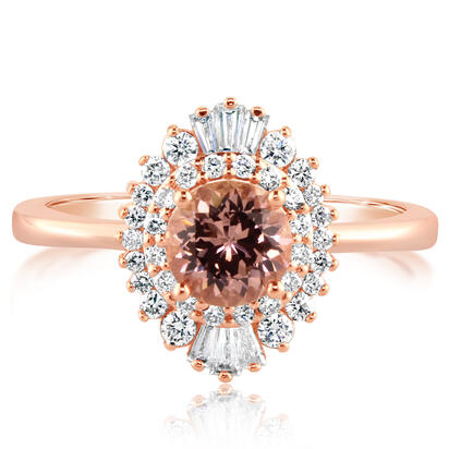 14K Rose Gold Lotus Garnet/Diamond Ring 14K Rose Gold Lotus Garnet/Diamond Ring