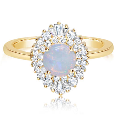 14K Yellow Gold Australian Opal/Diamond Ring 14K Yellow Gold Australian Opal/Diamond Ring