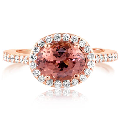 14K Rose Gold Lotus Garnet/Diamond Ring 14K Rose Gold Lotus Garnet/Diamond Ring