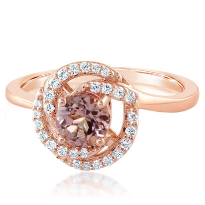 14K Rose Gold Lotus Garnet/Diamond Ring 14K Rose Gold Lotus Garnet/Diamond Ring