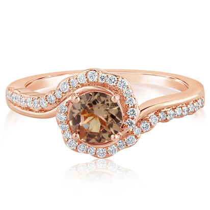 14K Rose Gold Lotus Garnet/Diamond Ring 14K Rose Gold Lotus Garnet/Diamond Ring