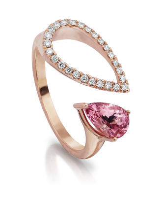 14K Rose Gold Lotus Garnet/Diamond Ring 14K Rose Gold Lotus Garnet/Diamond Ring