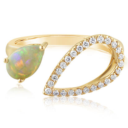 14K Yellow Gold Australian Opal/Diamond Ring 14K Yellow Gold Australian Opal/Diamond Ring