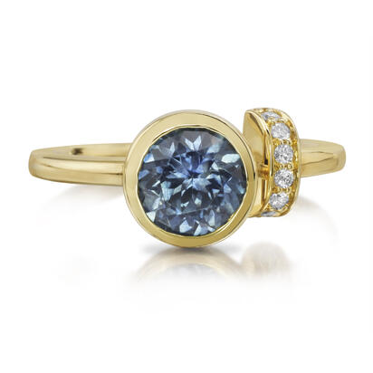 14K Yellow Gold Montana Sapphire/Diamond Ring 14K Yellow Gold Montana Sapphire/Diamond Ring