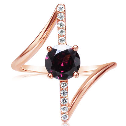 14K Rose Gold Rhodolite Garnet/Diamond Ring 14K Rose Gold Rhodolite Garnet/Diamond Ring