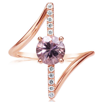 14K Rose Gold Lotus Garnet/Diamond Ring 14K Rose Gold Lotus Garnet/Diamond Ring
