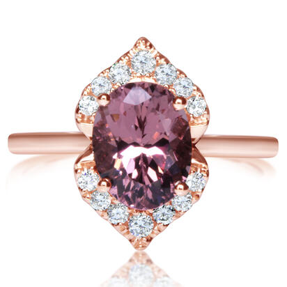 14K Rose Gold Lotus Garnet/Diamond Ring 14K Rose Gold Lotus Garnet/Diamond Ring