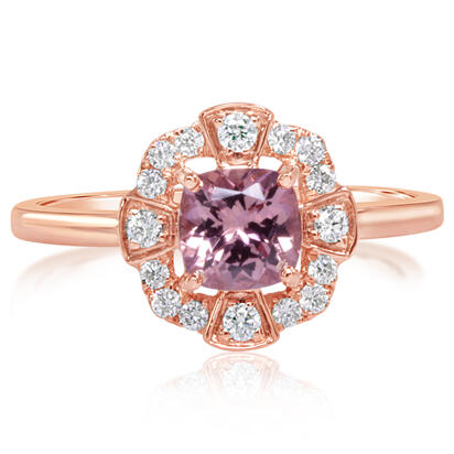 14K Rose Gold Lotus Garnet/Diamond Ring 14K Rose Gold Lotus Garnet/Diamond Ring