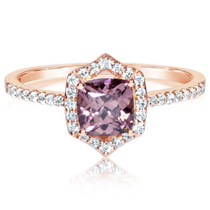 14K Rose Gold Lotus Garnet/Diamond Ring 14K Rose Gold Lotus Garnet/Diamond Ring