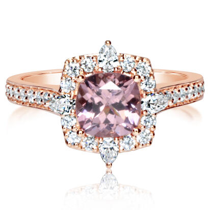 14K Rose Gold Lotus Garnet/Diamond Ring 14K Rose Gold Lotus Garnet/Diamond Ring