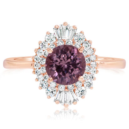 14K Rose Gold Lotus Garnet/Diamond Ring 14K Rose Gold Lotus Garnet/Diamond Ring