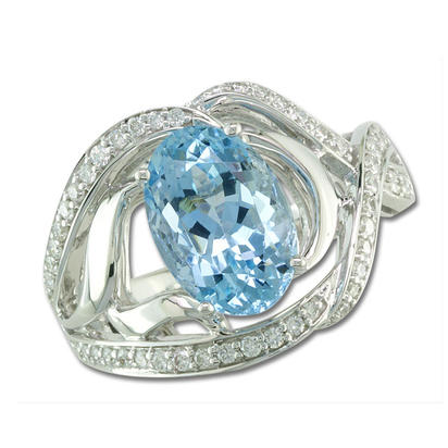 18K White Gold Aquamarine/Diamond Ring 18K White Gold Aquamarine/Diamond Ring