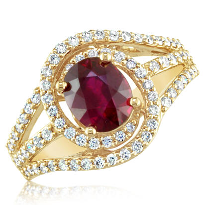 18K Yellow Gold Mozambique Ruby/Diamond Ring 18K Yellow Gold Mozambique Ruby/Diamond Ring