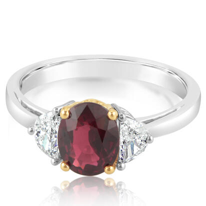 18K White Gold/18K Yellow Gold Mozambique Ruby/Diamond Ring 18K White Gold/18K Yellow Gold Mozambique Ruby/Diamond Ring
