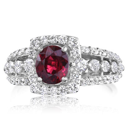 18K White Gold Mozambique Ruby/Diamond Ring 18K White Gold Mozambique Ruby/Diamond Ring