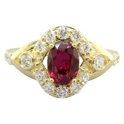 18K Yellow Gold Mozambique Ruby/Diamond Ring 18K Yellow Gold Mozambique Ruby/Diamond Ring