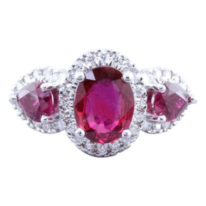 18K White Gold Mozambique Ruby/Diamond Ring 18K White Gold Mozambique Ruby/Diamond Ring