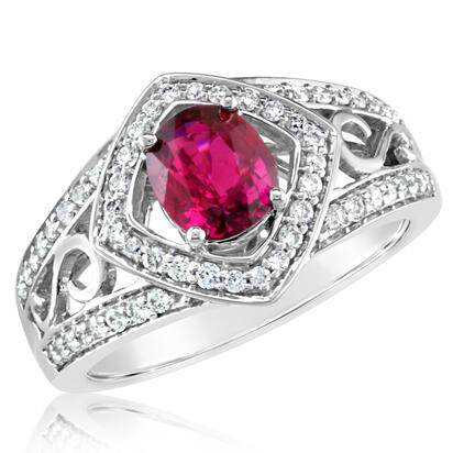 18K White Gold Mozambique Ruby/Diamond Ring 18K White Gold Mozambique Ruby/Diamond Ring