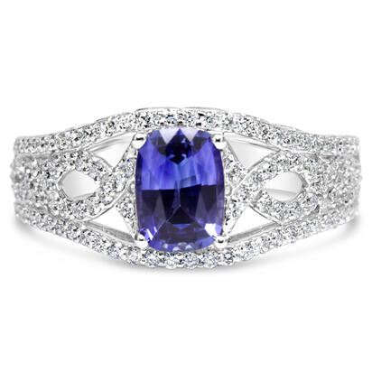 18K White Gold Ceylon Sapphire/Diamond Ring 18K White Gold Ceylon Sapphire/Diamond Ring