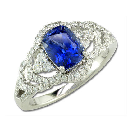 18K White Gold Ceylon Sapphire/Diamond Ring 18K White Gold Ceylon Sapphire/Diamond Ring