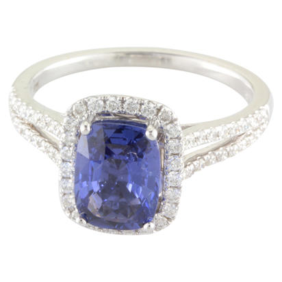 14K White Gold Ceylon Sapphire/Diamond Ring 14K White Gold Ceylon Sapphire/Diamond Ring