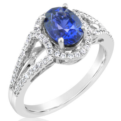 18K White Gold Ceylon Blue Sapphire/Diamond Ring 18K White Gold Ceylon Blue Sapphire/Diamond Ring