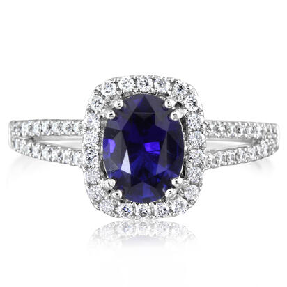 18K White Gold Ceylon Sapphire/Diamond Ring 18K White Gold Ceylon Sapphire/Diamond Ring