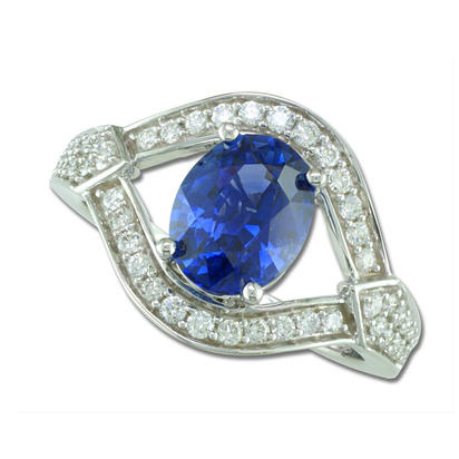 18K White Gold Ceylon Sapphire/Diamond Ring 18K White Gold Ceylon Sapphire/Diamond Ring