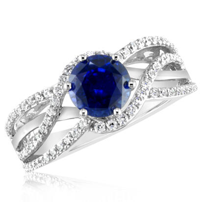 18K White Gold Ceylon Sapphire/Diamond Wedding Ring 18K White Gold Ceylon Sapphire/Diamond Wedding Ring