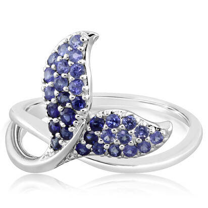 14K White Gold Graduated Blue Sapphire Whale Tail Ring 14K White Gold Graduated Blue Sapphire Whale Tail Ring