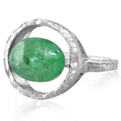 14K White Gold Mint Garnet Hammer Finish Ring 14K White Gold Mint Garnet Hammer Finish Ring