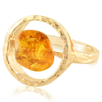 14K Yellow Gold Rhodolite Garnet Hammer Finish Ring 14K Yellow Gold Rhodolite Garnet Hammer Finish Ring