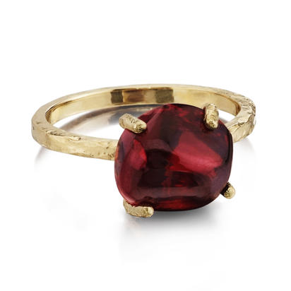 14K Yellow Gold Rhodolite Garnet Hammer Finish Ring 14K Yellow Gold Rhodolite Garnet Hammer Finish Ring