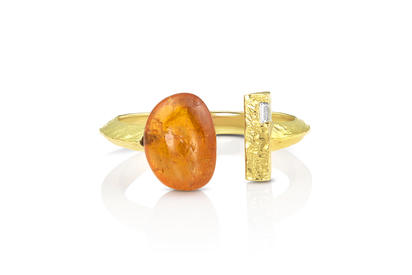 14K Yellow Gold Mandarin Garnet/Diamond Ring 14K Yellow Gold Mandarin Garnet/Diamond Ring