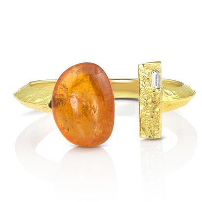 14K Yellow Gold Mandarin Garnet/Diamond Ring 14K Yellow Gold Mandarin Garnet/Diamond Ring