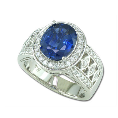 18K White Gold Thai Sapphire/Diamond Ring