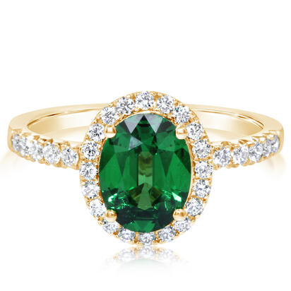 18K Yellow Gold Tsavorite/Diamond Ring 18K Yellow Gold Tsavorite/Diamond Ring
