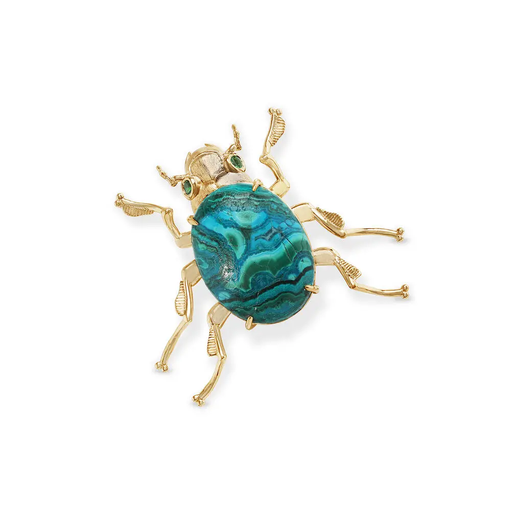 14K Yellow Gold Chrysocolla Beetle Pendant/Brooch 14K Yellow Gold Chrysocolla Beetle Pendant/Brooch