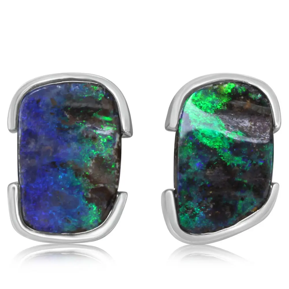 Sterling Silver Australian Boulder Opal Earrings Sterling Silver Australian Boulder Opal Earrings