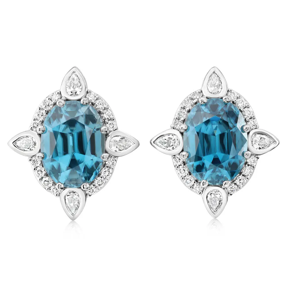 Platinum Blue Zircon/Diamond Earrings Platinum Blue Zircon/Diamond Earrings