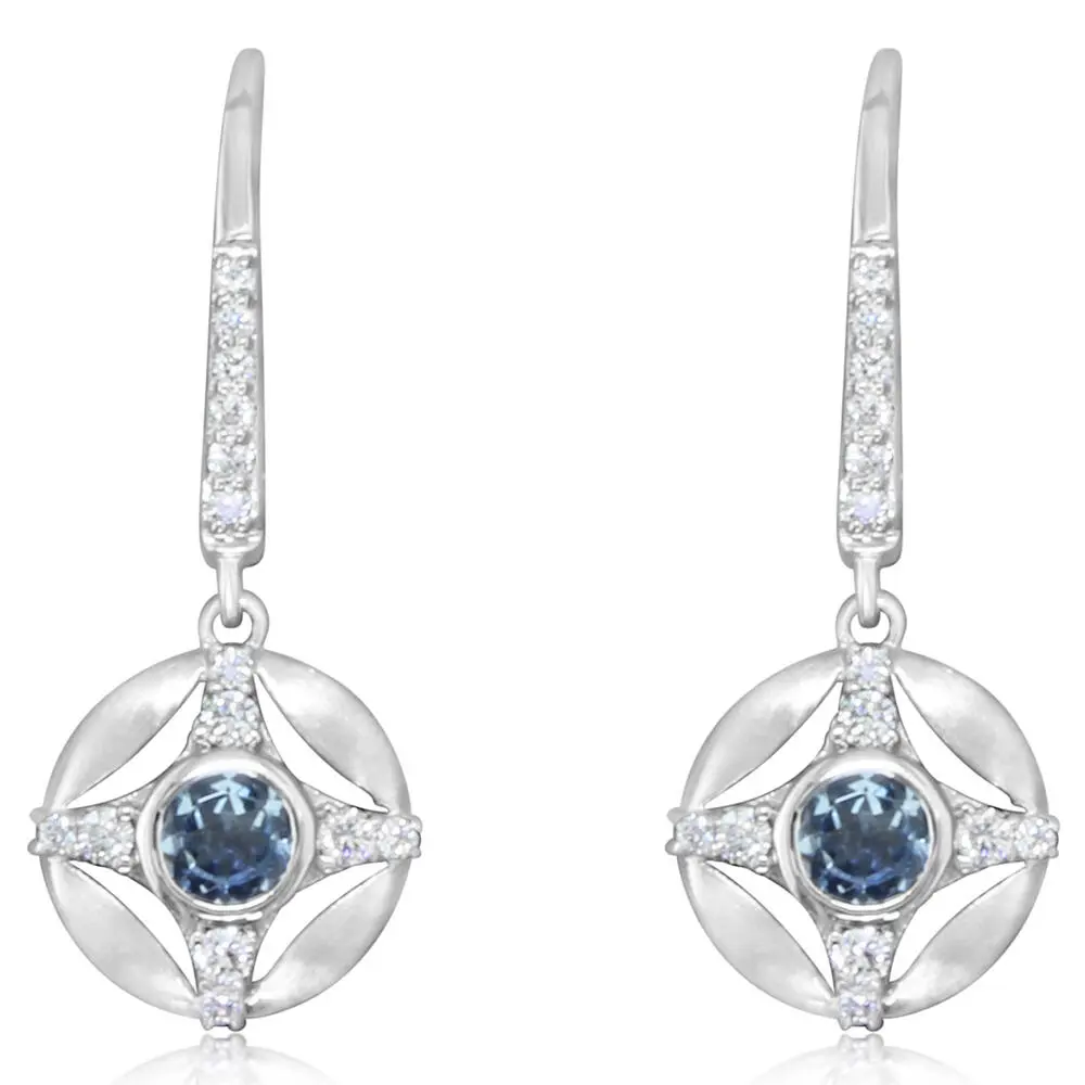14K White Gold Aqua/Diamond Earrings 14K White Gold Aqua/Diamond Earrings