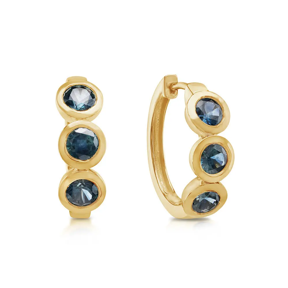 14K Yellow Gold Montana Sapphire Earrings