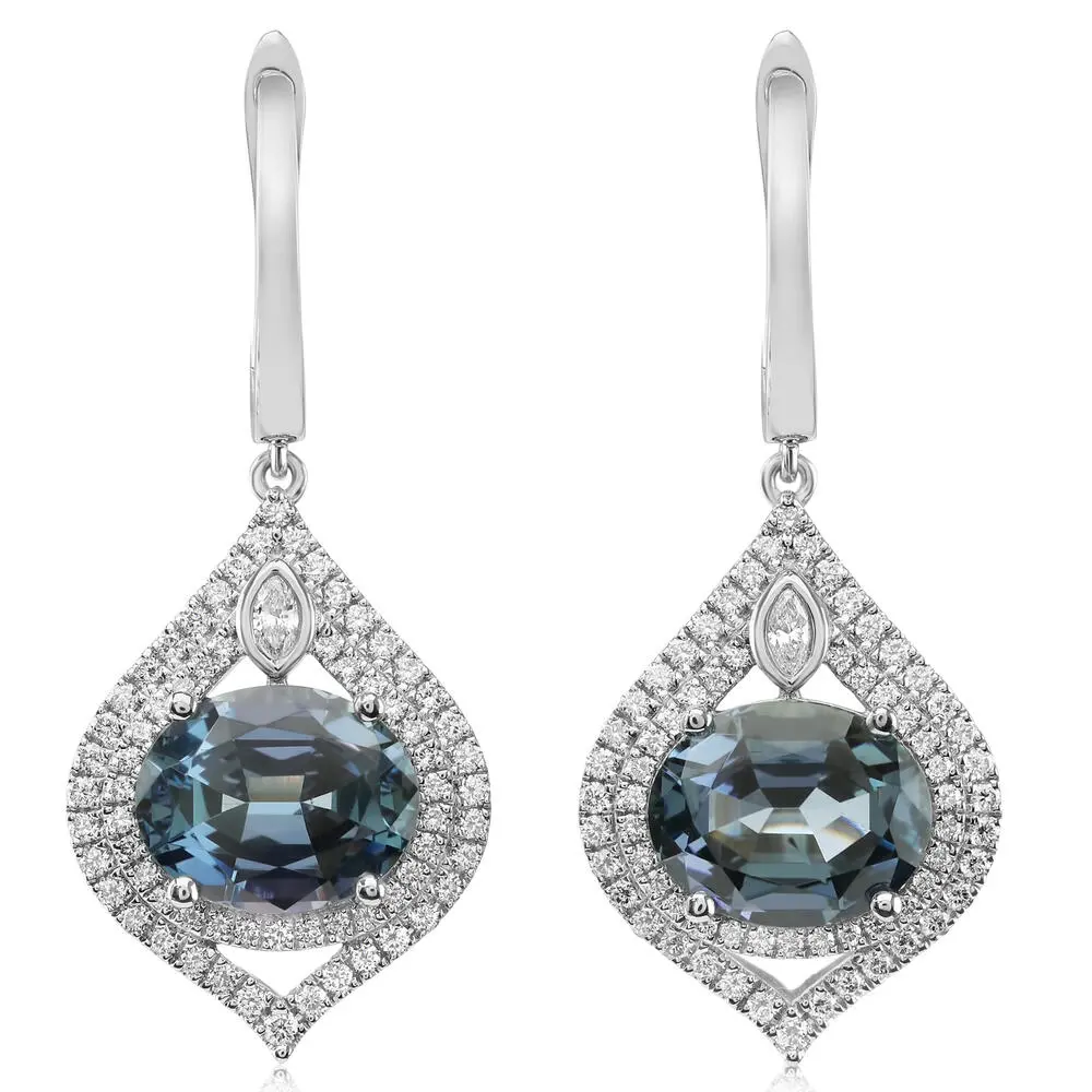Platinum Peacock Tanzanite/Diamond Earrings