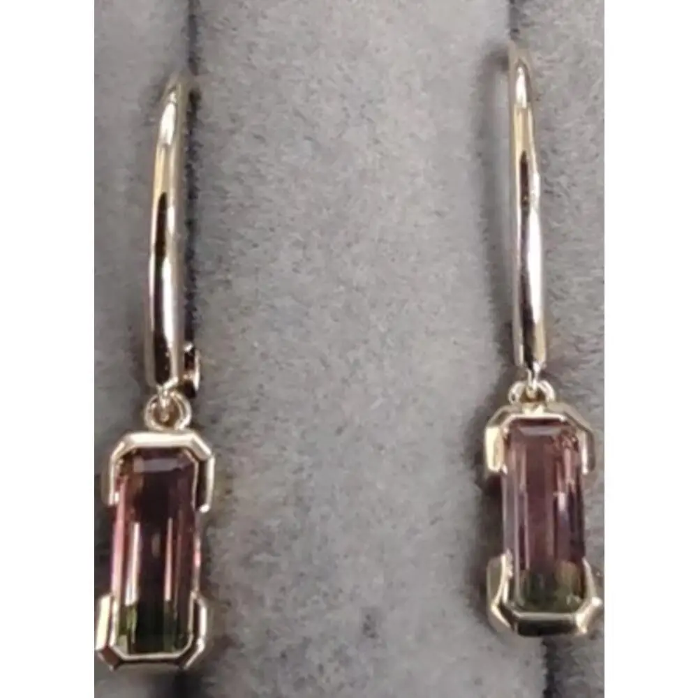 14K Yellow Gold Bi-Color Tourmaline Earrings