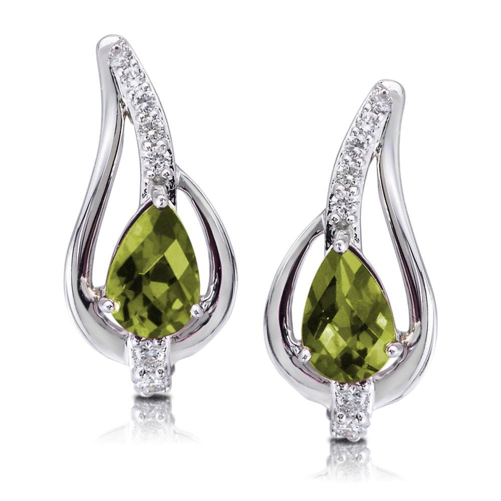 14K White Gold Tsavorite/Diamond Earrings